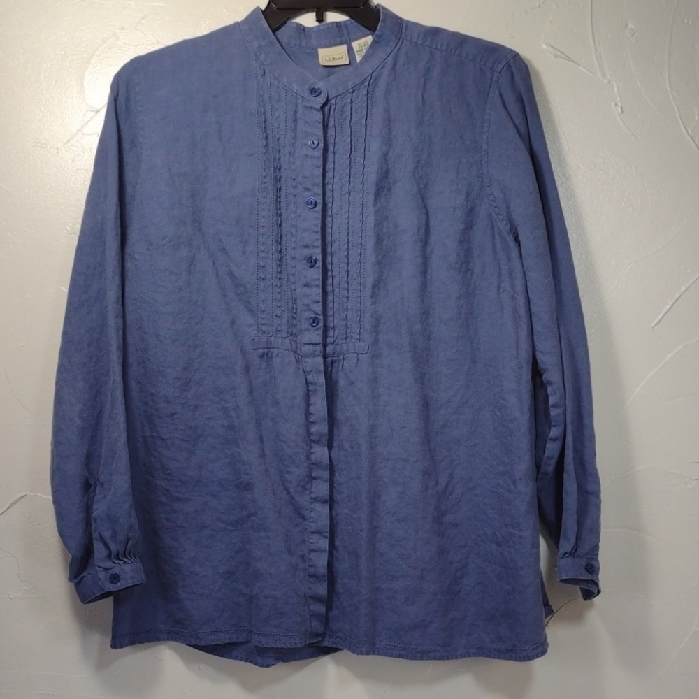 L.L. Bean Blue Linen Button-Down Shirt Womrn's 2X-Reg